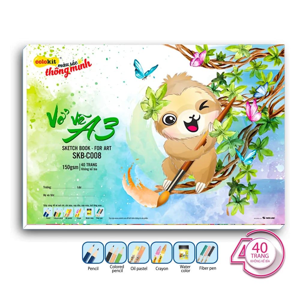 Và vẽ Sketch Book for Art Thiên Long Colokit nhiều kích cỡ- A3/A4- nh lượng giấy 150 gsm- Giấy dày không lem