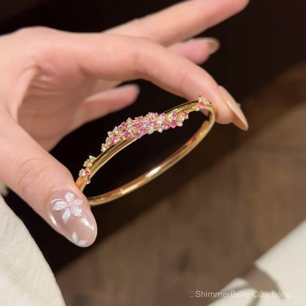 Mẫu mới vòng Tay Hoa Cổ Điển Bọc Vàng - Kết hợp Zircon hồng, Phong cách Hàn Quốc，Lắc tay giá rẻ，quà tặng bạn gái ý nghĩa