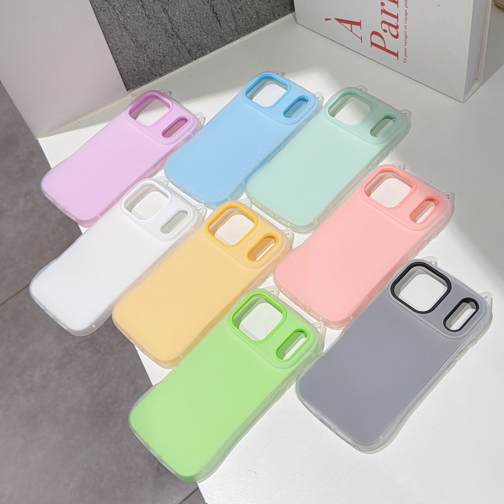 Ốp điện thoại tai mèo màu kẹo cho iPhone 17 Pro Max 17 16 15 14 13 12 11 Vỏ bảo vệ chống sốc