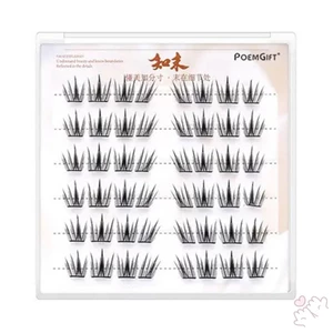 Lông mi giả không keo phân đoạn C Curl Lông mi sợi mềm tự nhiên để sử dụng hàng ngày và chụp ảnh