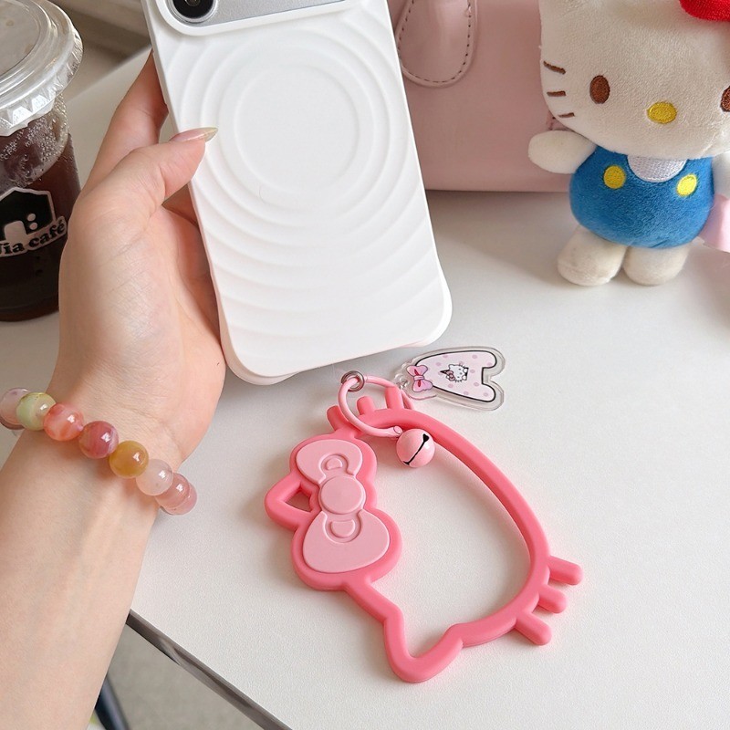 Hoạt Hình Dễ Thương Kitty Silicone Cầm Tay Khóa Túi Móc Treo Điện Thoại Di Động Ngoài Trời Chống Mất Mặt Dây Chuyền