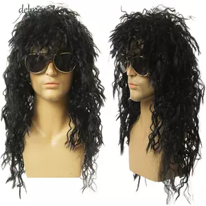 DELMER Nam Xoăn Tóc Hippie 70s 80s Disco Halloween Tổng Hợp Ngộ nghĩnh Punk Fasion Giả Retro Cosplay Tóc Giả