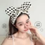 Da Báo In Mặt Rửa Tóc Nữ Rửa Mặt Trang Điểm Chống Trơn Trượt Tóc Checkerboard Chấm Bi Tóc Mũ Đội Đầu Phụ Kiện Tóc 4LAX