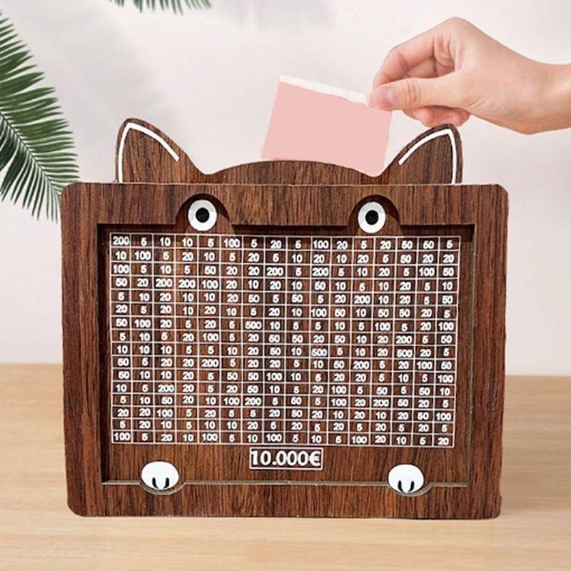 ECK 1 Bộ Ngân Hàng Lưu Trữ Tiền Bằng Gỗ Có Thể Tái Sử Dụng Với Mục Tiêu Hoạt Hình Mèo Tiết Kiệm Tiền Hộp Đựng Tiền Xu Cho Người Lớn Và Trẻ Em HOT