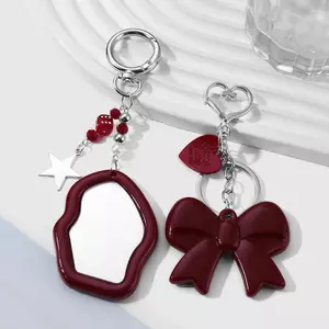 ECK Tinh Tế Tính Khí Trái Tim Đỏ Nơ Quyến Rũ Móc Khóa Đa Năng Điện Thoại Mặt Dây Chuyền Thời Trang Bapa Treo Trang Trí Phụ Kiện Quà Tặng HOT