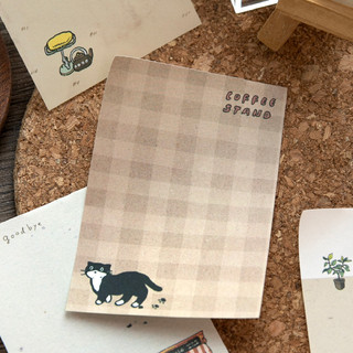 ENWEI 50 Chiếc [Cat Cafe Time Series] Coffee Element Cow Cat Retro Dễ Thương Có Thể Xé Giấy Dán Ghi Chú Nhật Ký Văn Phòng Phẩm