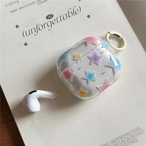 Air Pods 4 màu họa tiết ngôi sao Chất liệu TPU Vỏ bảo vệ Tai nghe không dây
