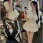 Set váy tiểu thư cổ V trang trí đá tầng và chân váy, lý tưởng cho đi chơi và dự tiệc tại Shop Uyên Fashion
