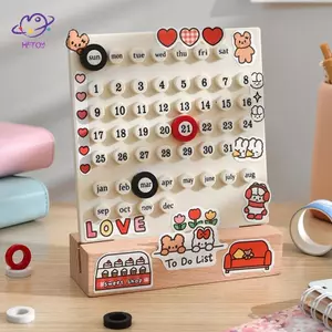 HFTOY Ins Thời gian sáng tạo Lịch bàn vĩnh viễn Hướng dẫn sử dụng Bàn Acrylic Calendario Trang trí nhà cửa 3 chiếc nhẫn Ngày ghi lại Bộ quà tặng Handmade Diy Ring Lịch để bàn ~