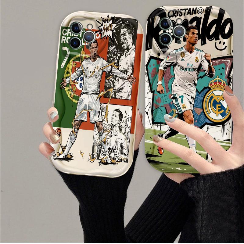 Thích Hợp Cho iPhone 17 16 15 14 13 12 11 Pro Max Plus 17 AIR 3D Wave Mềm TPU World Cup Cristiano Ronaldo Sinh Viên Chống Sốc Ốp Điện Thoại