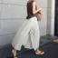 Vải Lanh Cotton Giả Hai Mảnh Culottes Vải Lanh Rời Đến Mắt Cá Chân Phiên Bản Chiều Dài Mùa Xuân Mùa Hè Văn Học Du Lịch Giải Trí Wide-Le