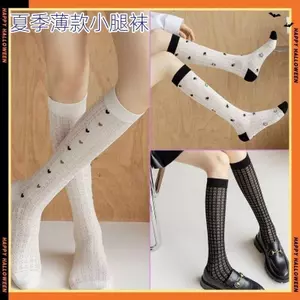 Mùa hè phong cách mỏng mặc bên ngoài Đen trắng ngọt ngào Hợp thời trang Vớ kiểu Preppy Tất bê