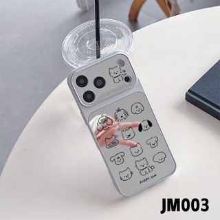 Ốp Gương Trang Điểm Black Line Puppy & Cat Paw Cho Samsung Galaxy S26 S25 Edge S24 S23 S22 S21 Plus FE Note 20 Ultra 5G 4G Dễ Thương Chó Hoạt Hình Bé Gái Vỏ Mềm Mờ