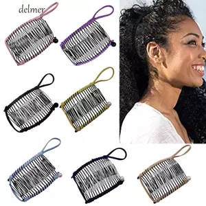 DELMER Nữ Lược Tóc, Đuôi Ngựa Barrettes Lười Co Giãn Chuối Kẹp, Dụng Cụ Tạo Kiểu Tóc Thời Trang Tóc Xoăn Dày Hai Mặt Vuốt Tóc Kẹp