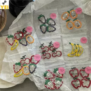 < YEI > Kẹp tóc BB trái cây cho bé gái 4 chiếc 6 chiếc Thiết kế dâu tây Phụ kiện tóc dễ thương cho trường học hàng ngày Nhìn mới