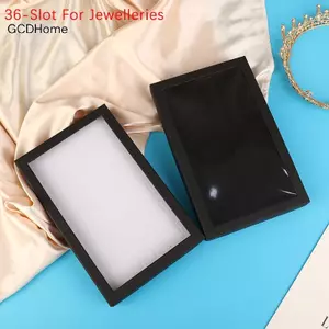 GCDHome 36 Khe Trang Sức Nhẫn Hộp Trưng Bày Khay Tổ Chức Bông Tai Trượng Thể Hiện Ốp Lưng Nhung Tổ Chức Hộp Bảo Quản Quà Tặng Cho Đồ Trang Sức HOT