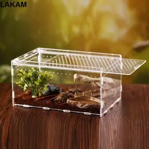 LAKAM Bò sát Terrarium, Acrylic Dễ dàng lắp đặt Chuồng bò sát, Nhà tắc kè trong suốt thông gió chống thoát hiểm Môi trường sống Đồ dùng cho thú cưng