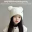 NS Dễ Thương Lông Tơ Bóng Tai Mềm Mại Sang Trọng Dệt Kim Mũ Lạnh Cho Ngoài Trời Bé Trai Bé Gái Chống Gió Mùa Đông Thu Đông Ấm Earflap Mũ NS