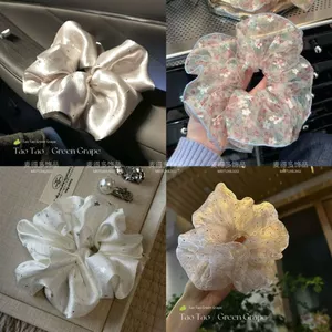 Nhấp Nháy Kim Cương Satin Scrunchy Tóc Nữ Quá Khổ Cao Cấp Dây Tóc Phong Cách Nhẹ Nhàng Thể Hiện Mặt Bóng Nhỏ Phụ Kiện Tóc