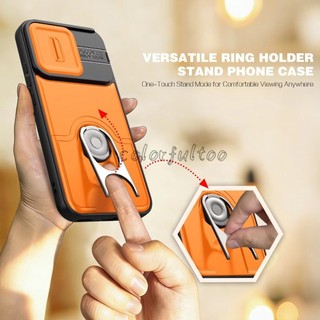 Ốp Điện Thoại Bảo Vệ Ống Kính Máy Ảnh Trượt Cho Oppo Reno 14 15 Pro Max Mini 15Pro 15FS 14F Reno15 5G Armor Vỏ Chống Sốc PC Cứng Cản 360° Xoay vòng kim loại Giá đỡ mặt sau