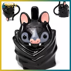 BVY Bat Upside Down Shaped Mug – Cốc cà phê hình dơi Gothic dễ thương 3D có đế có trọng lượng, Cốc động vật gốm sứ cho bàn làm việc.