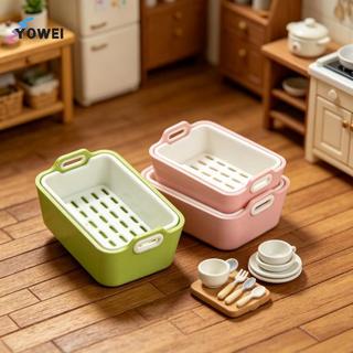 YOWEI Tỉ Lệ 1: 12 Bồn Rửa Thu Nhỏ Giỏ Thoát Nước Nhà Búp Bê Tổ Chức Có Khay Có Thể Tháo Rời Cho Nhà Bếp Mini Thủ Công Trang Trí Bộ Sưu Tập VN