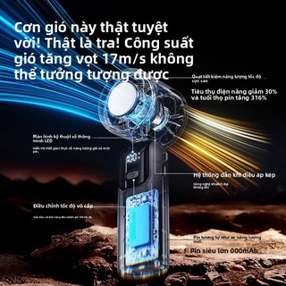 Quạt Cầm Tay Turbo 100 Tốc Độ, Điều Chỉnh Không Giới Hạn, Di Động Ngoài Trời, Treo Cổ, Nhỏ Gọn