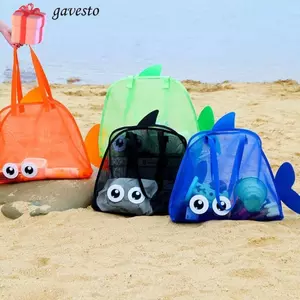 Túi đựng đồ chơi GAVESTO, Túi đi biển du lịch bằng lưới hoạt hình, Túi vệ sinh bơi lội dung tích lớn di động có thể gập lại