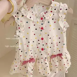 Bé Gái (90-150) Mùa Hè Phong Cách Mới Phiên Bản Hàn Quốc Chấm Bi Không Tay Thời Trang Đầm Công Chúa Phong Cách Phương Tây