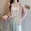 Mùa Hè 2026 Phong Cách Mới Mỏng Hơi Trong Suốt Thường Ngày Tương Phản Màu Sọc Rời Cardigan Chống Nắng Áo Có Mũ Trùm Đầu Nữ