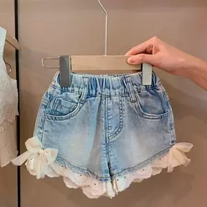 Bé Gái (90-140) Mùa Hè Phong Cách Mới Thời Trang Phối Ren Tất Cả Trận Đấu Nơ Quần Short Thường Ngày