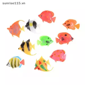 SRVN 10 con cá giả nhỏ bằng nhựa đáng yêu đầy màu sắc để trang trí bể cá.