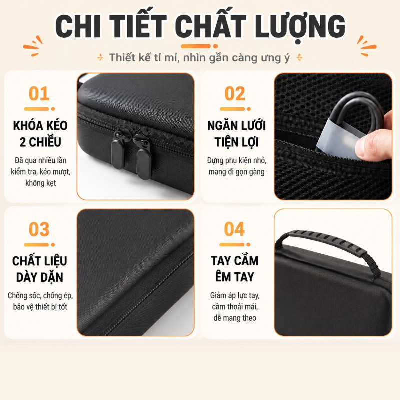 Hộp Bảo Quản Camera Thể Thao Cho DJI Action 5 Pro/4/3,Case Chống Sốc Chống Nước,Túi Xách Du Lịch
