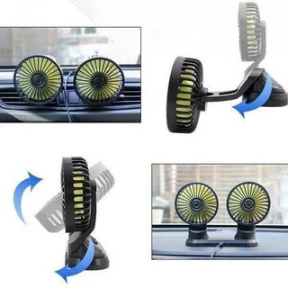 Quạt Đôi Taplo Xe Ô Tô, Xe Tải 5V/12V/24V SH AUTOCAR Quạt Làm Mát Nhanh, Xoay 360 Độ, Cổng USB, Tẩu