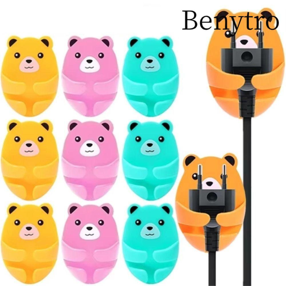 Giá đỡ ổ cắm gấu BENYTRO, Móc lưu trữ tường tự dính không đục lỗ, Giá đỡ phích cắm điện đa năng hoạt hình Phòng tắm