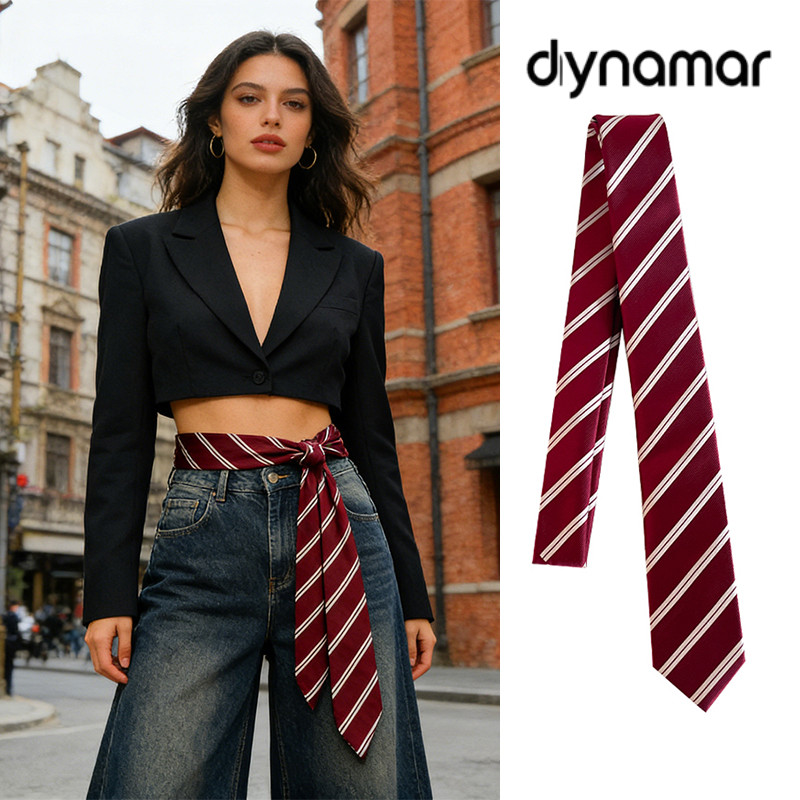 【dynamar】COD Khăn Thắt Lưng Quần Phong Cách Retro Y2K, Khăn Đa Năng Chấm Bi Kẻ Sọc
