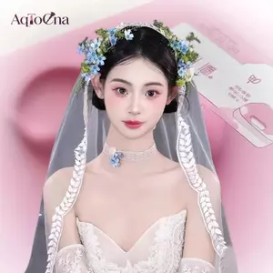 AqToCna Thời Trang Hoa Trắng Lá Hairgrips Dành Cho Nữ Cô Dâu Cưới Phụ Kiện Tóc Handmade Mũ Đội Đầu AqToCna