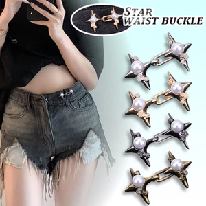 Khóa thắt lưng ngôi sao bốn góc phiên bản Hàn Quốc, không cần đinh, không đường may, khóa quần jean tháo rời,调节腰围，实物可调尺寸