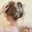 Vuốt Tóc Nhộn, Lưới Nơ Lưng Đầu Nữ Kẹp Tóc, Cao Cấp Hạt Cá Mập Kẹp Tóc Phụ Kiện