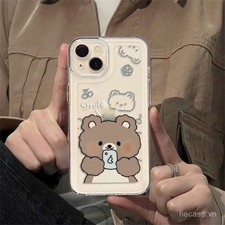 Ốp điện thoại trong suốt trong suốt Gấu Selfie Thích hợp cho iPhone 17 16 15 promax xs xr 14promax 13 12 11 pro max 12promax 15plus 16promax 17pro
