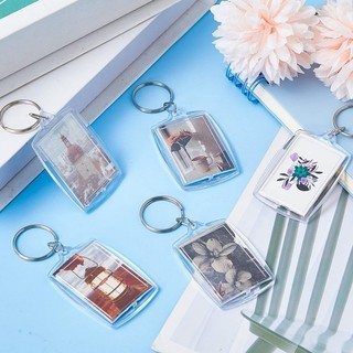 Chiếc Acrylic Trống Khung Ảnh Móc Khóa - DIY Trong Suốt Chèn Hình Móc Khóa Mặt Dây Chuyền