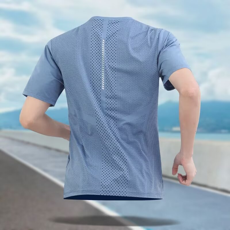 Áo thun nam nhanh khô thoáng khí để tập chạy bộ và tập cầu lông thể dục mùa hè