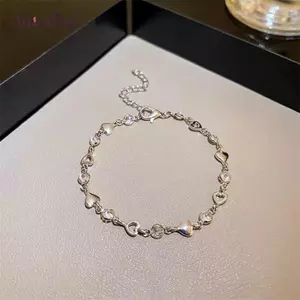 AqToCna Thời Trang Trái Tim Zircon Vòng Tay Dành Cho Nữ Cô Gái Ngọt Ngào Lấp Lánh Quyến Rũ Vòng Tay Dây Xích Tinh Tế Món Quà Trang Sức Mỹ AqToCna