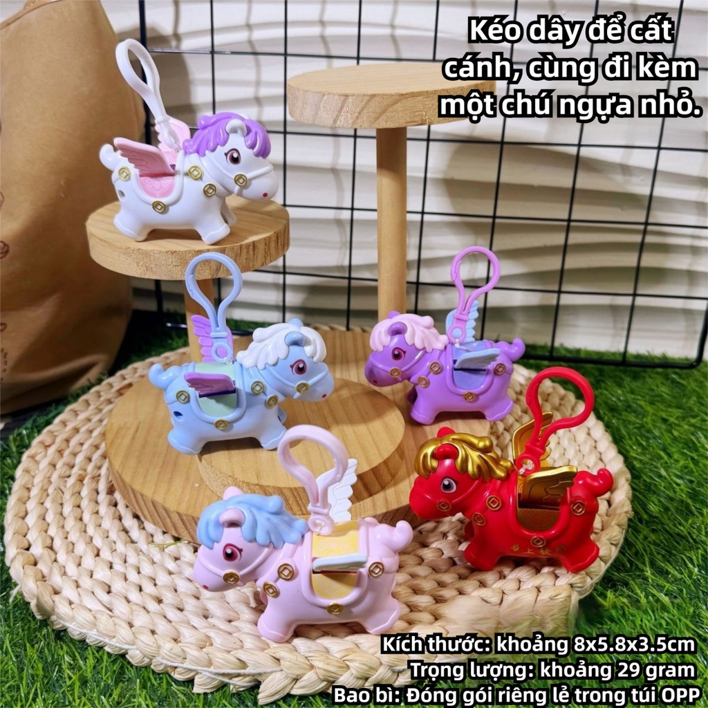 Mô hình ngựa sinh tiêu có cánh, Thiết kế dễ thương, nhiều màu sắc, đồ trang trí balo học sinh，may mắn năm mới