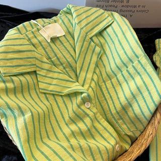 [Seckill trong thời gian có hạn] Áo len Cardigan Cotton đám mây phong cách phương Tây Bộ đồ ngủ nữ ngắn tay mùa hè Bộ đồ mặc nhà sọc màu tương phản đơn giản