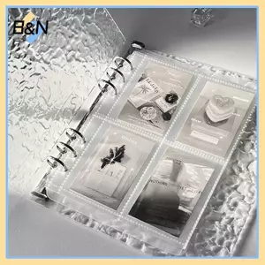 B & N 6 Lỗ Album Thư Mục A5 Chất Kết Dính Bìa Thẻ Ảnh Bộ Sưu Tập Người Tổ Chức Acrylic Water Ripple Album Trong Suốt.
