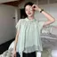 Áo sơ mi voan ngắn tay thiết kế không đều dành cho nữ mùa hè Phong cách mới hơi trong suốt dáng rộng lười biếng mỏng hơn