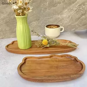 Phong Cách Nhật Bản Trà Gỗ Khay Cà Phê Trái Cây Món Tráng Miệng Đĩa Kẹo Gỗ Trang Trí Bánh Mì Ốc Món Ăn Khay Bộ Đồ Ăn VN