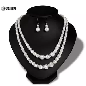 KUZHEN Đôi Dây Xích Ngọc Trai Bộ Trang Sức Nữ Mô Phỏng Ngọc Trai Nelace Bông Tai Trang Sức HOT