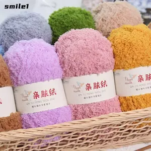 Sợi Chenille SMILE, Mềm Mỏng 3 Dây Sợi Nhung San Hô, Họa Tiết Sang Trọng San Hô Mỏng Màu San Hô 50g Bộ Sợi Móc Áo Len Làm